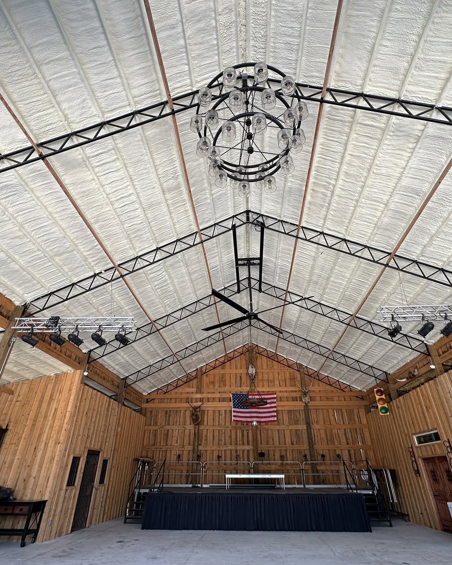 Spray foam on garage ceiling